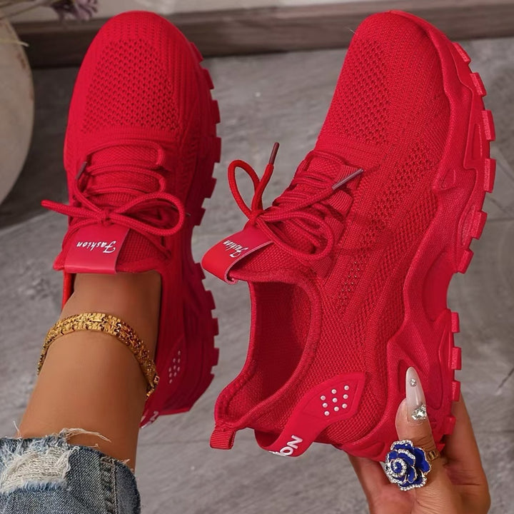 Women's Orthopedic Wide Toe Box Arch Support Trainers - Red