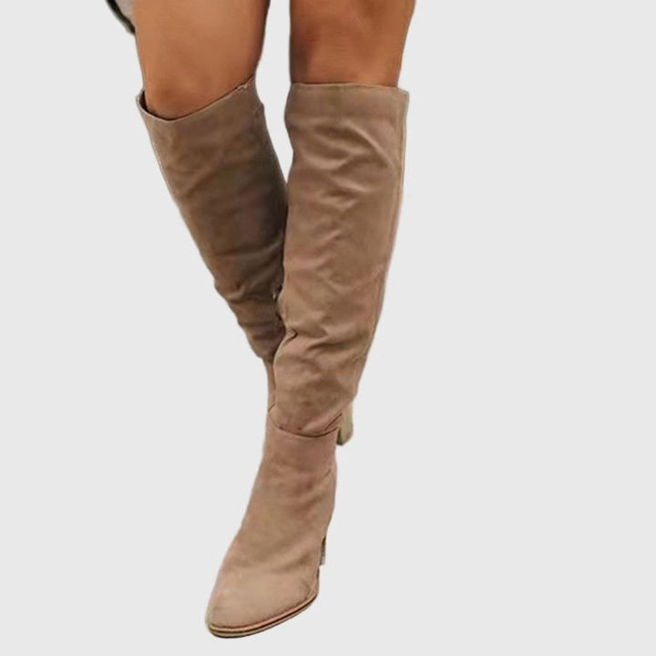 Women's Over-the-Knee Block-Heel Suede-Effect Boots