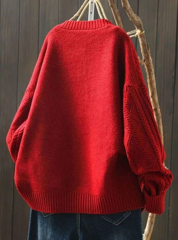 Women's Oversized Cable-Knit Button-Down Cardigan Sweater