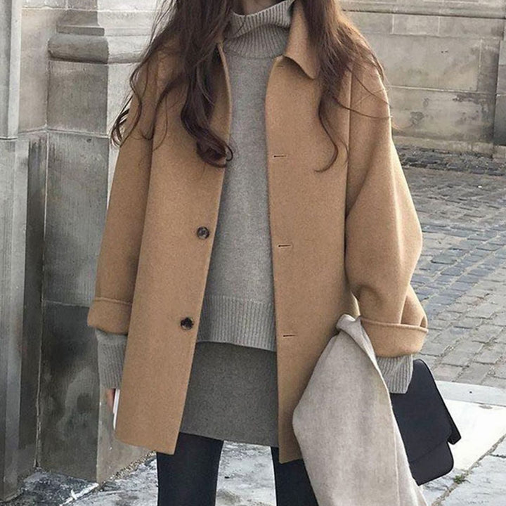 Women's Oversized Cashmere-Blend Short Trench Coat - Brown