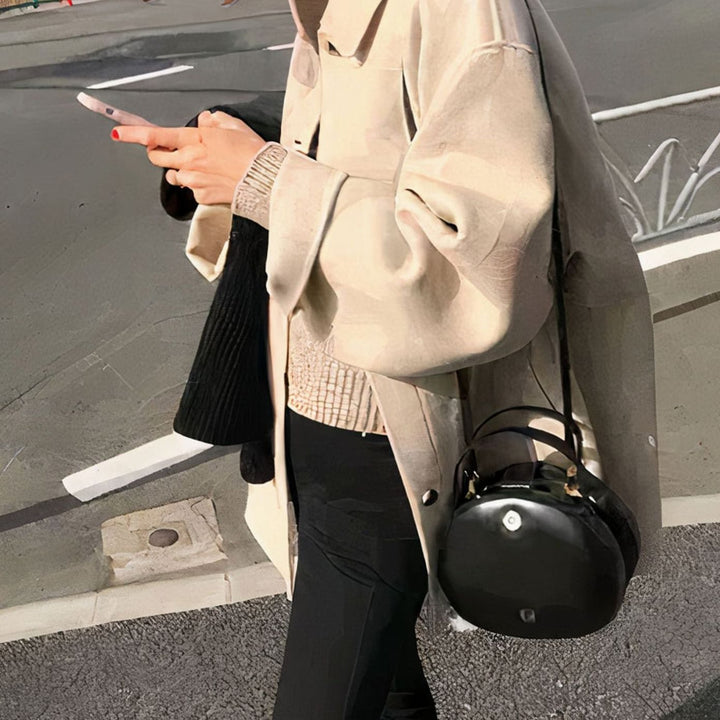 Women's Oversized Cashmere-Blend Short Trench Coat - Beige
