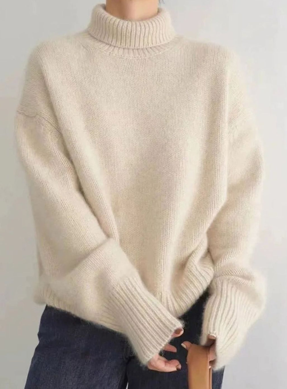 Women's Oversized Cashmere-Feel Turtleneck Jumper