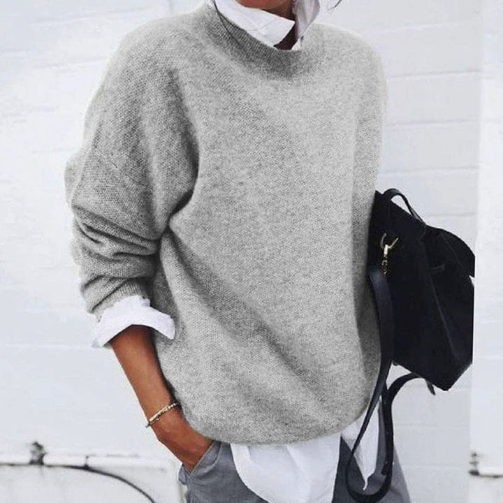 Women's Oversized Crew Neck Soft Knit Jumper - Grey