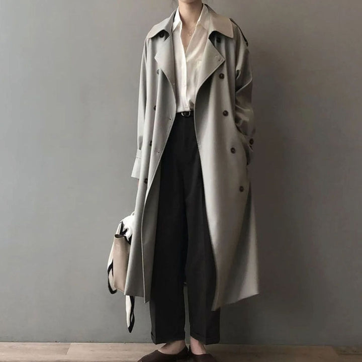 Women's Oversized Double-Breasted Belted Longline Trench Coat