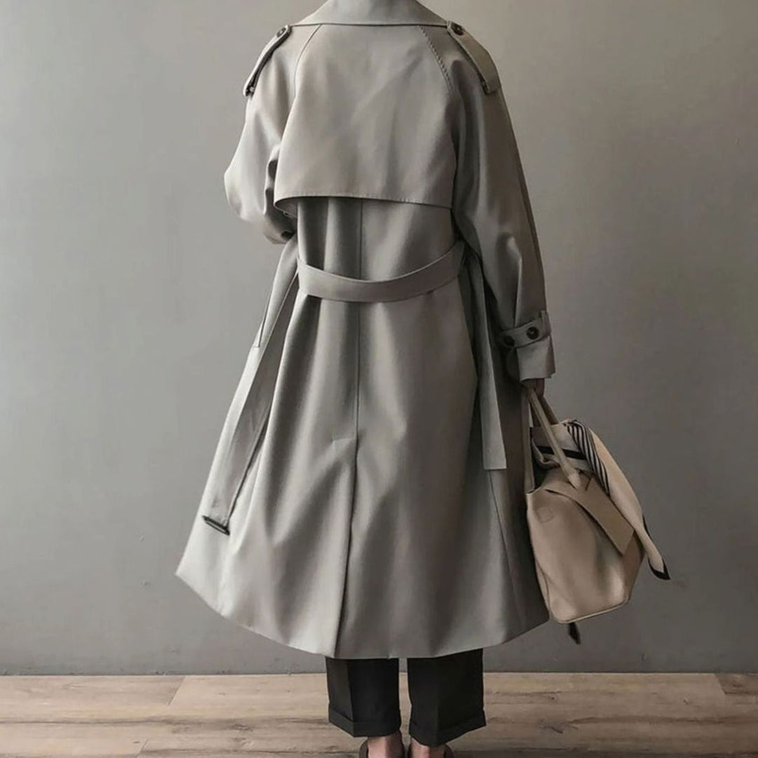 Women's Oversized Double-Breasted Belted Longline Trench Coat