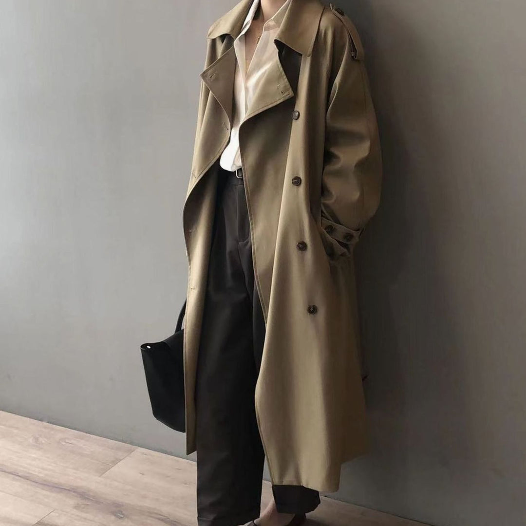 Women's Oversized Double-Breasted Belted Longline Trench Coat