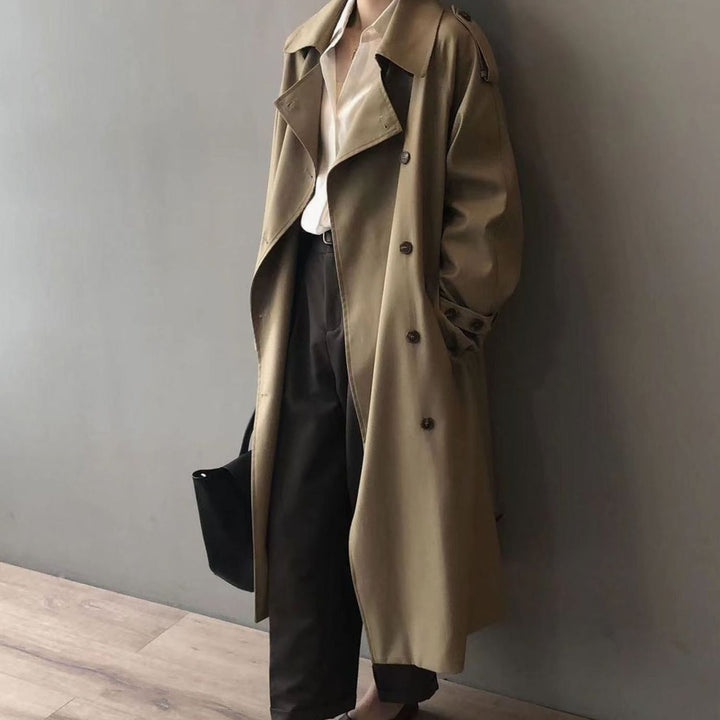 Women's Oversized Double-Breasted Belted Longline Trench Coat