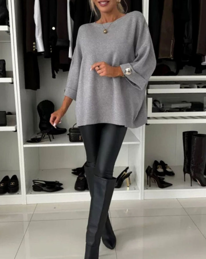 Women's Oversized Gold-Button Cuff Knitted Jumper