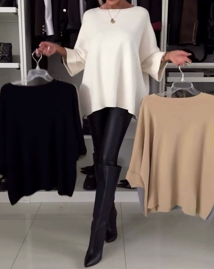 Women's Oversized Gold-Button Cuff Knitted Jumper