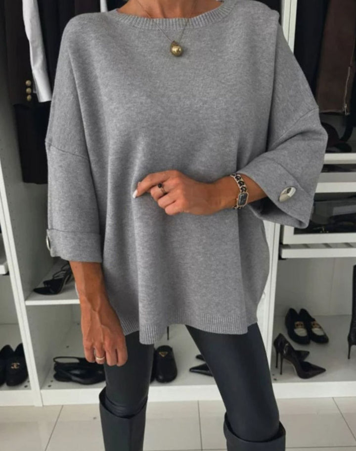 Women's Oversized Gold-Button Knitted Jumper
