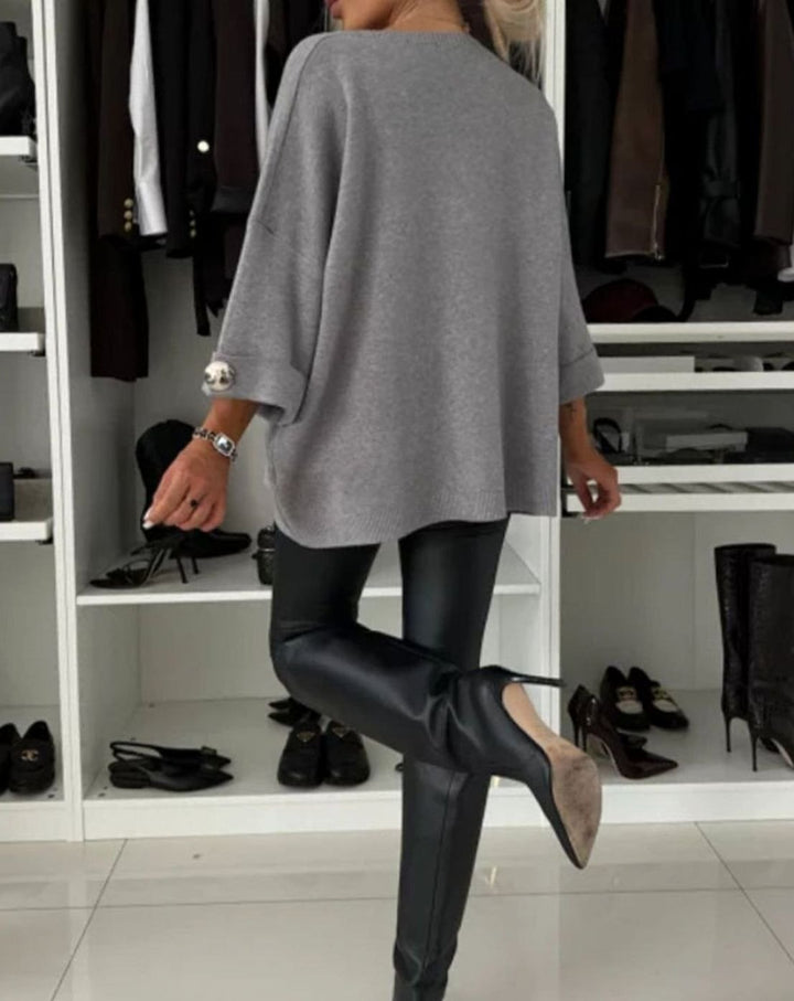 Women's Oversized Gold-Button Knitted Jumper