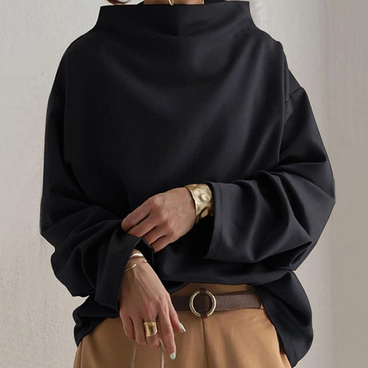 Women's Oversized High-Neck Knitted Jumper - Black