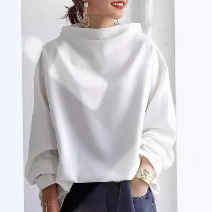 Women's Oversized High-Neck Knitted Jumper - White