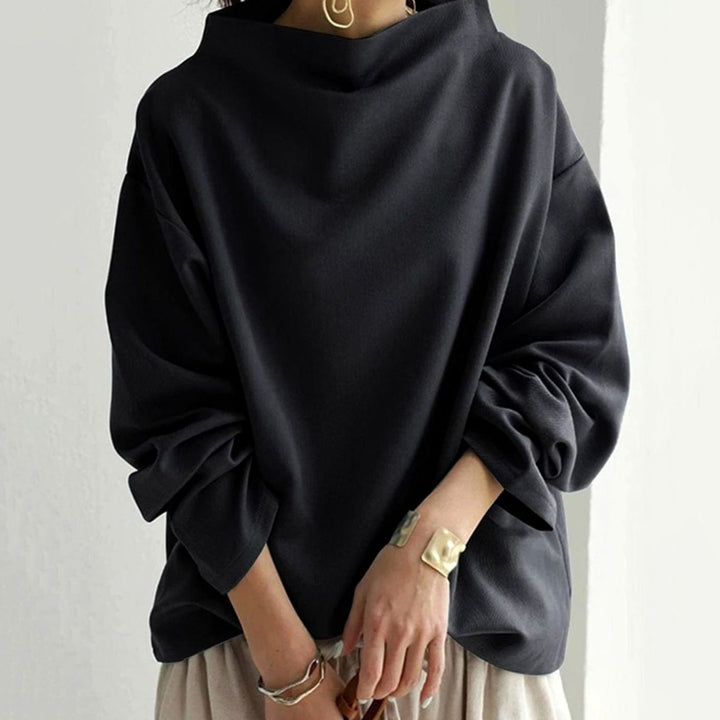 Women's Oversized High-Neck Knitted Jumper Soft Relaxed Top