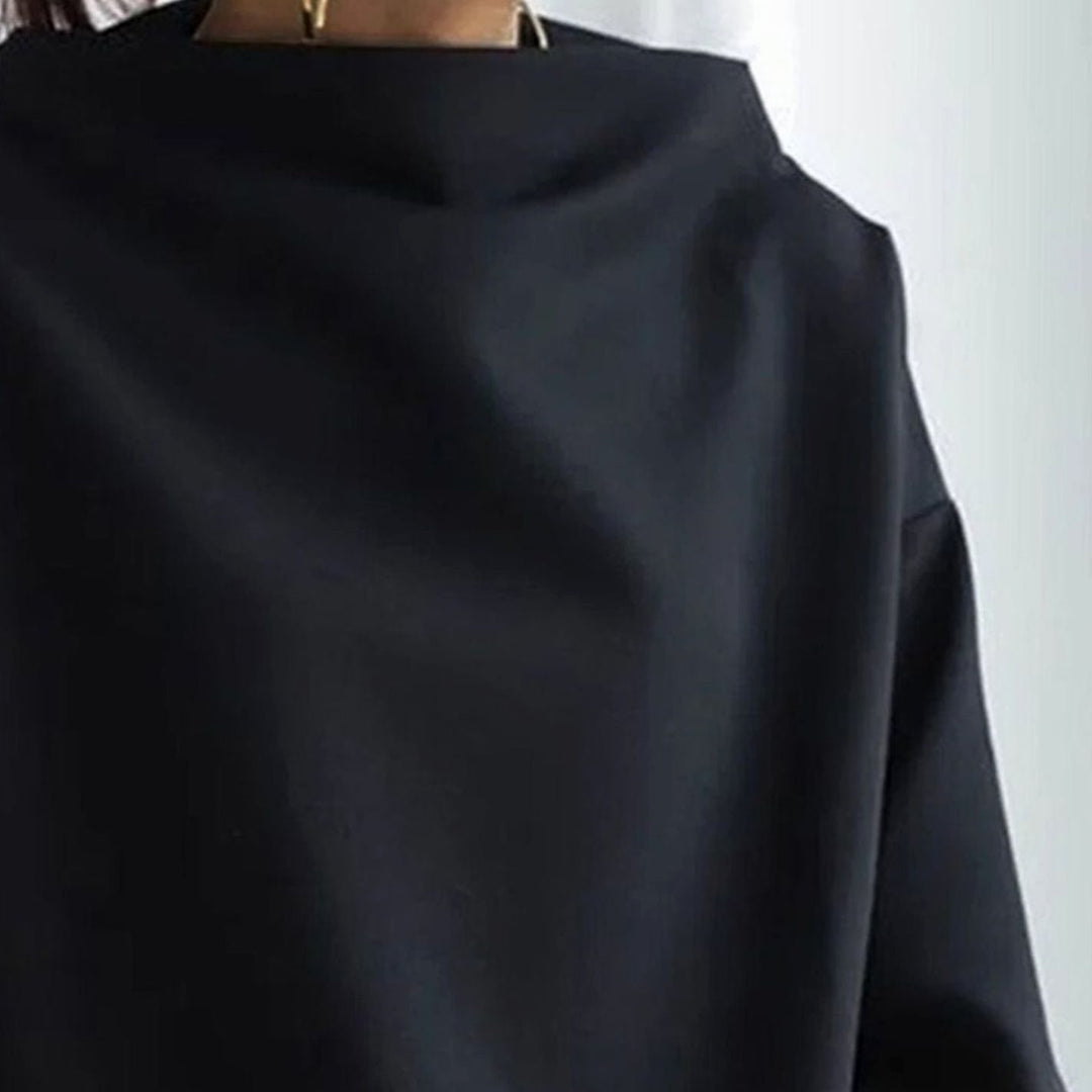 Women's Oversized High-Neck Knitted Jumper Soft Relaxed Top