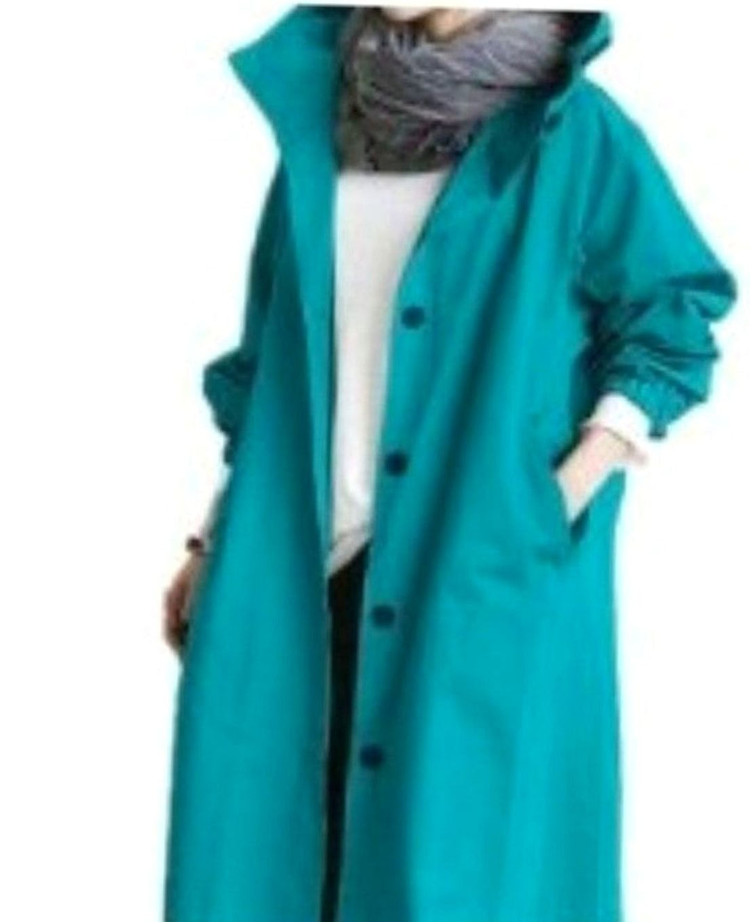 Women's Oversized Hooded Longline Trench Coat, Army Green - Blue