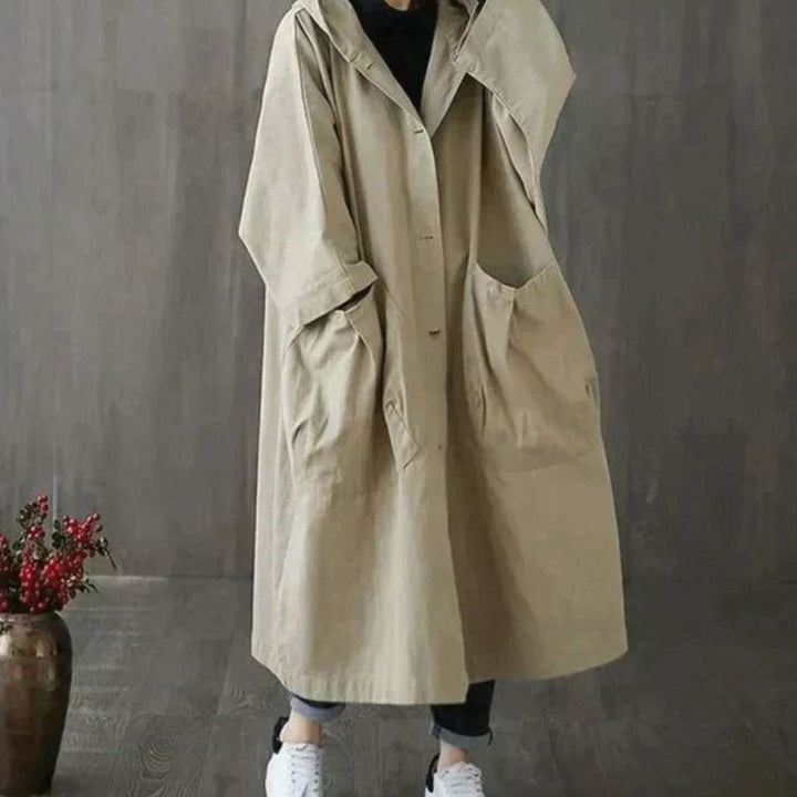 Women's Oversized Hooded Longline Trench Coat Eleganter