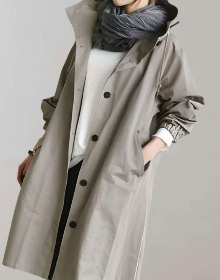 Women's Oversized Hooded Trench Coat Relaxed Fit - Grey