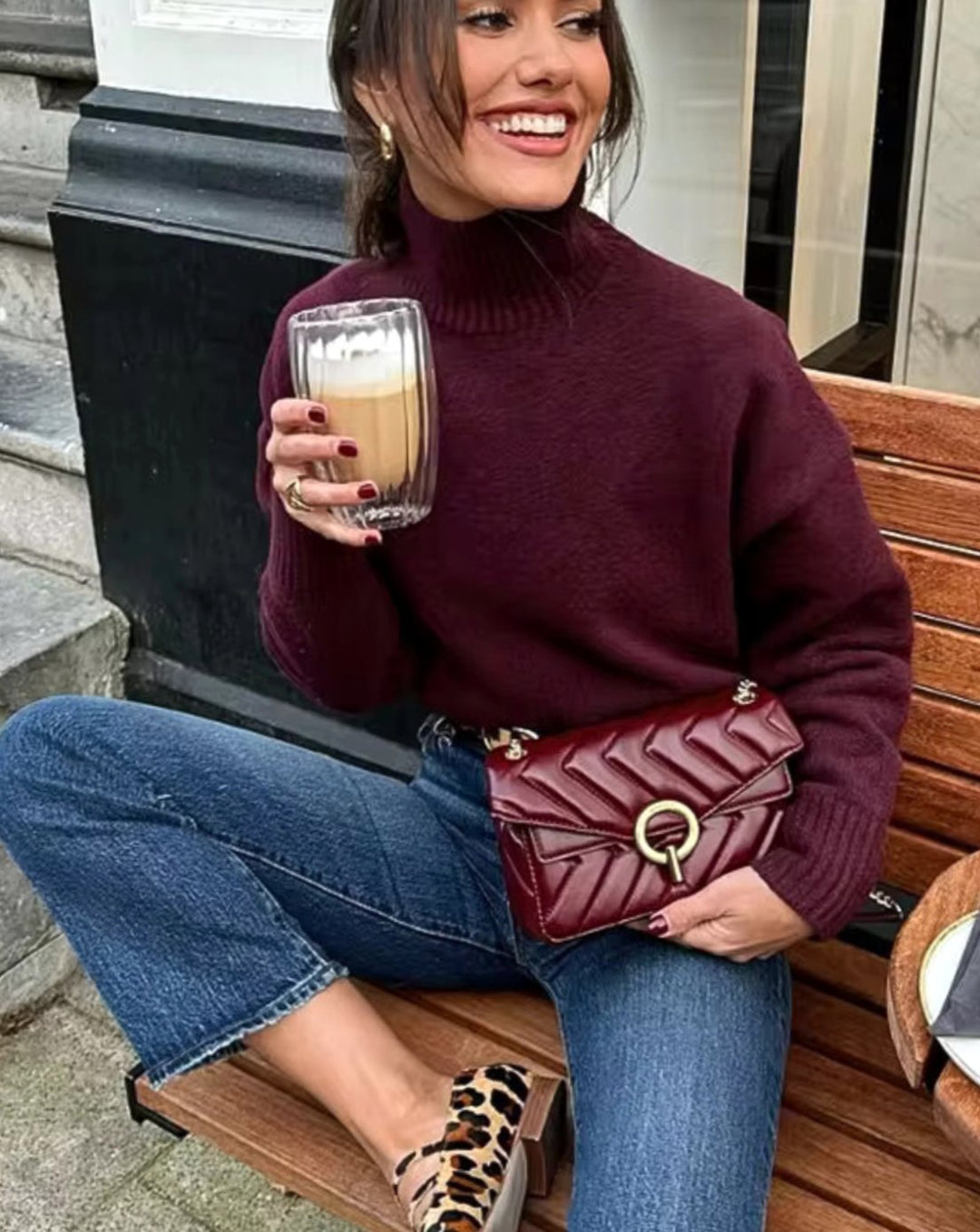 Women's Oversized Knit Turtleneck Jumper Relaxed Fit