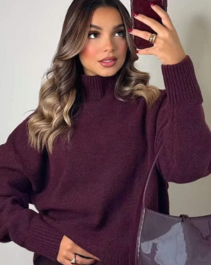 Women's Oversized Knit Turtleneck Jumper Relaxed Fit