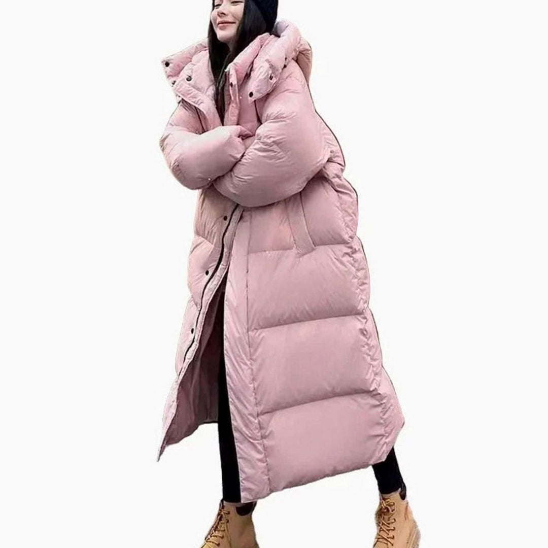 Women's Oversized Quilted Hooded Long Puffer Coat - Pink