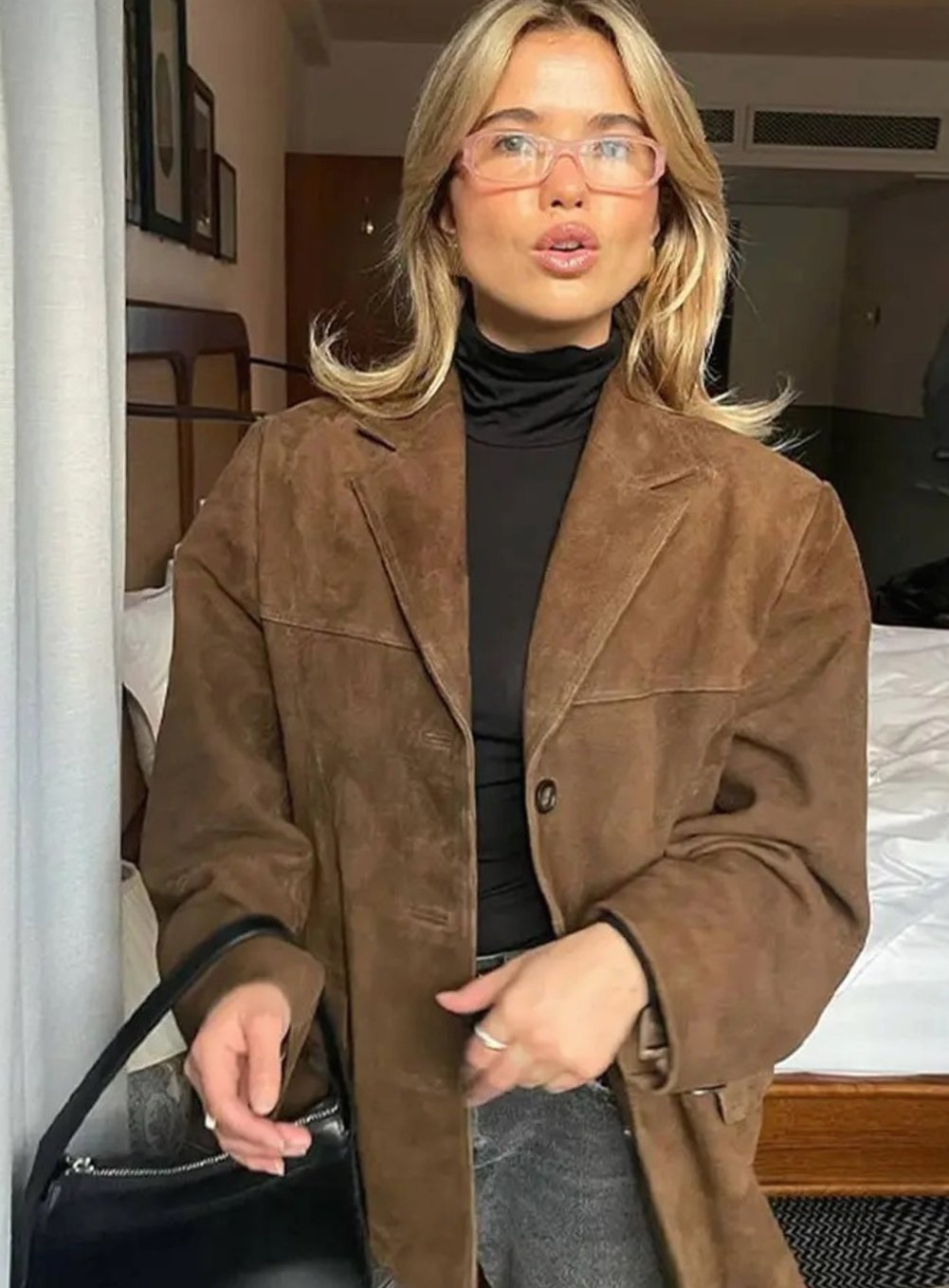 Women's Oversized Suede Longline Trench Coat