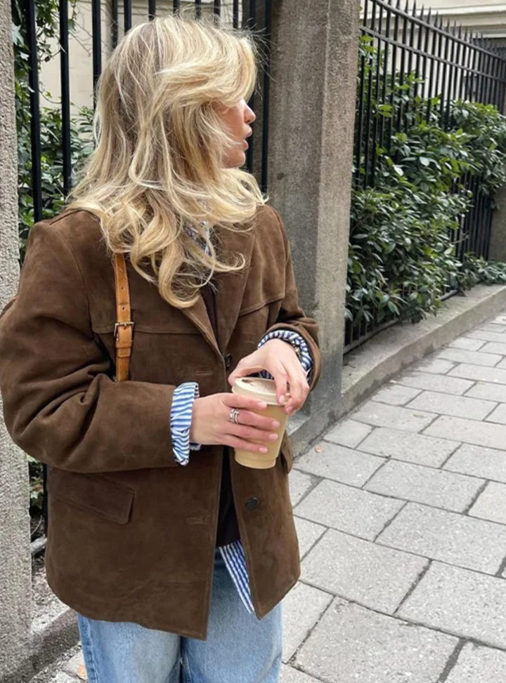 Women's Oversized Suede Longline Trench Coat