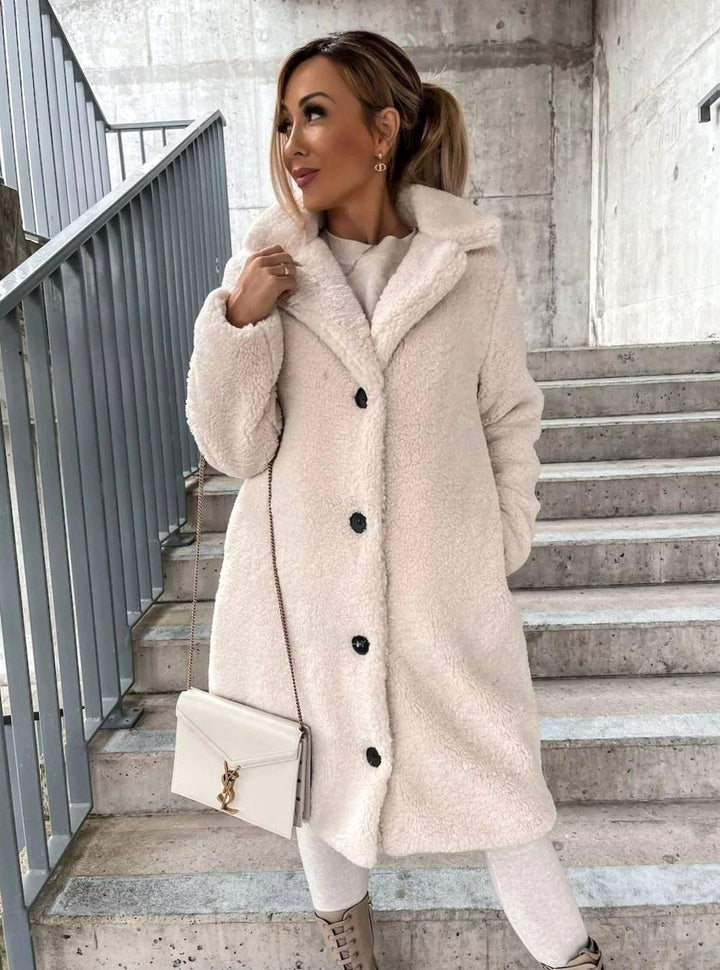 Women's Oversized Teddy Fleece Button-Up Long Coat