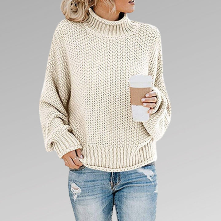 Women's Oversized Turtleneck Chunky Knitted Jumper - White