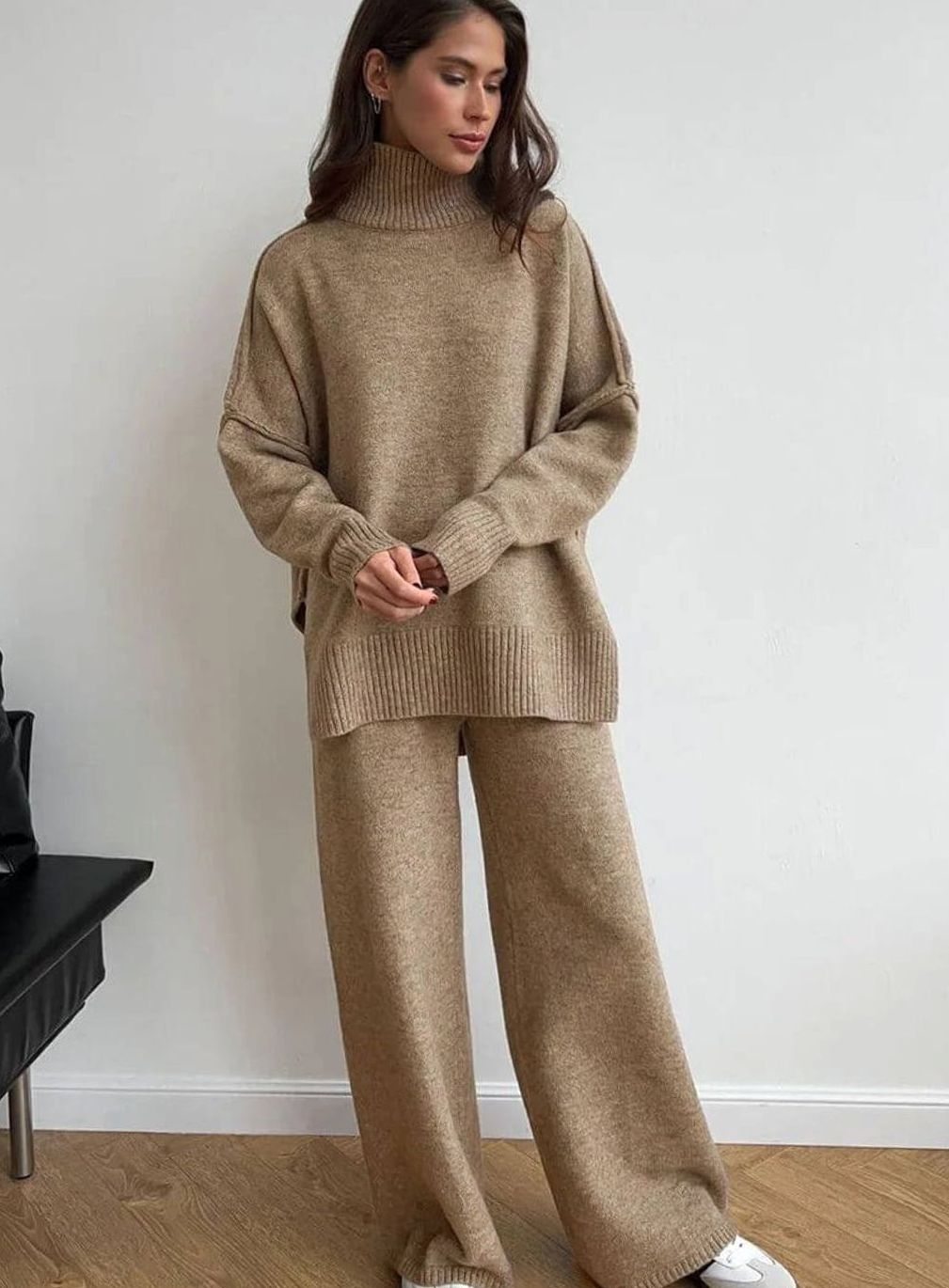 Women's Oversized Turtleneck Jumper Knit Dress