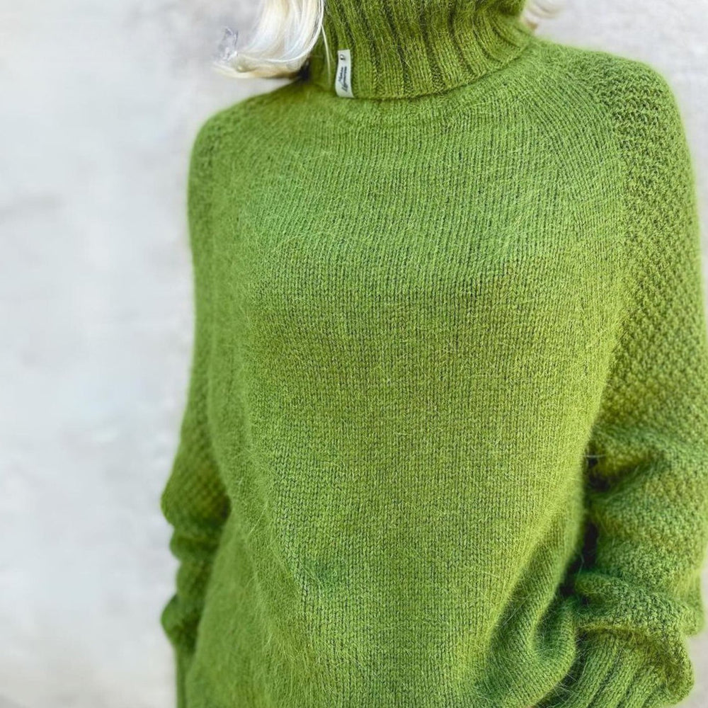 Women's Oversized Turtleneck Jumper Raglan Knit Pullover