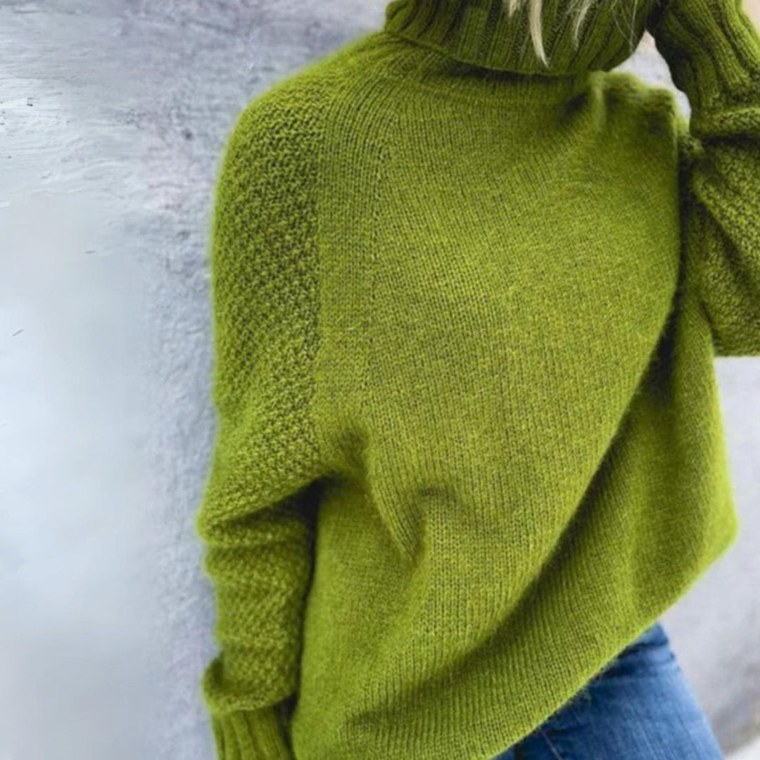 Women's Oversized Turtleneck Jumper Raglan Knit Pullover