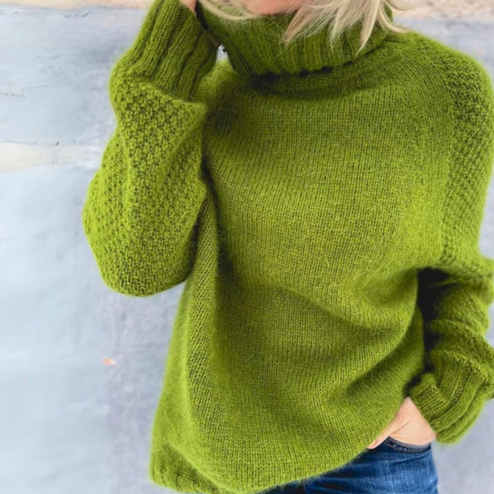 Women's Oversized Turtleneck Jumper Raglan Knit Pullover