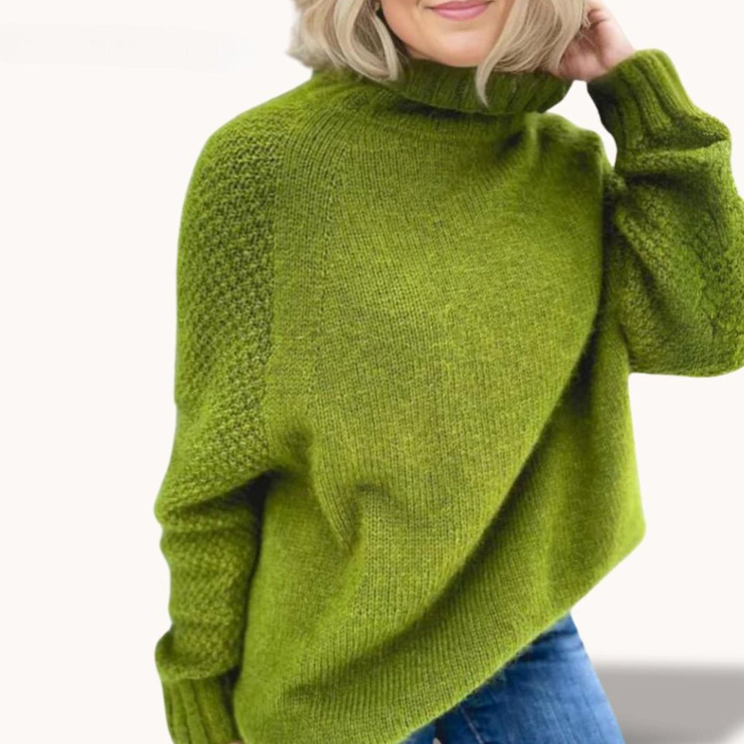 Women's Oversized Turtleneck Jumper Raglan Knit Pullover