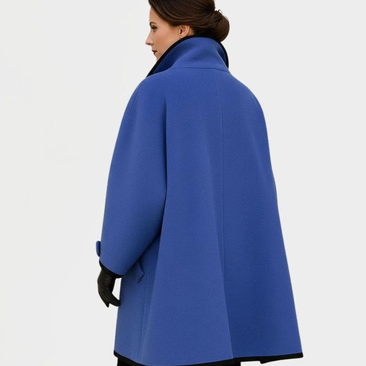 Women's Oversized Wool-Blend Contrast-Trim Swing Coat