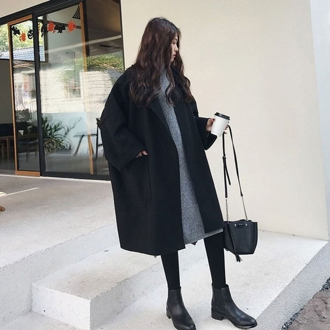Women's Oversized Wool-Blend Long Trench Coat