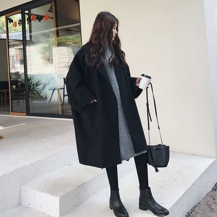 Women's Oversized Wool-Blend Long Trench Coat