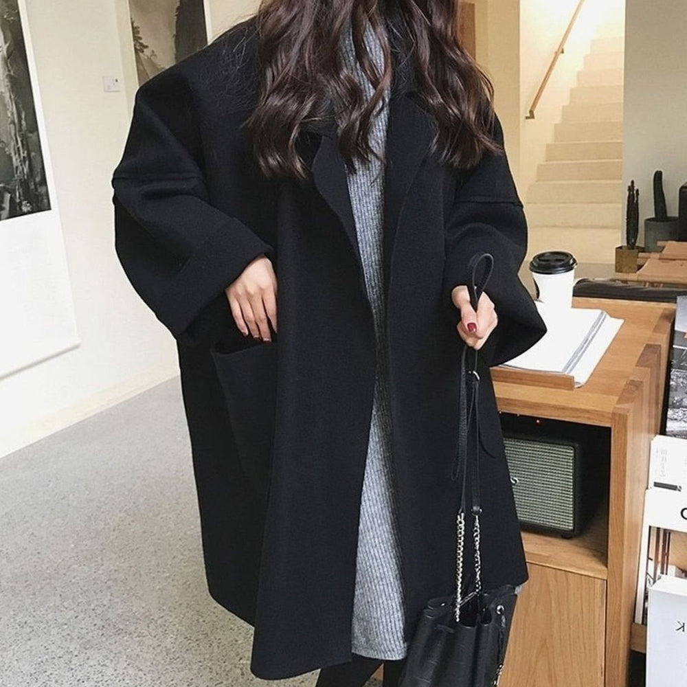 Women's Oversized Wool-Blend Long Trench Coat