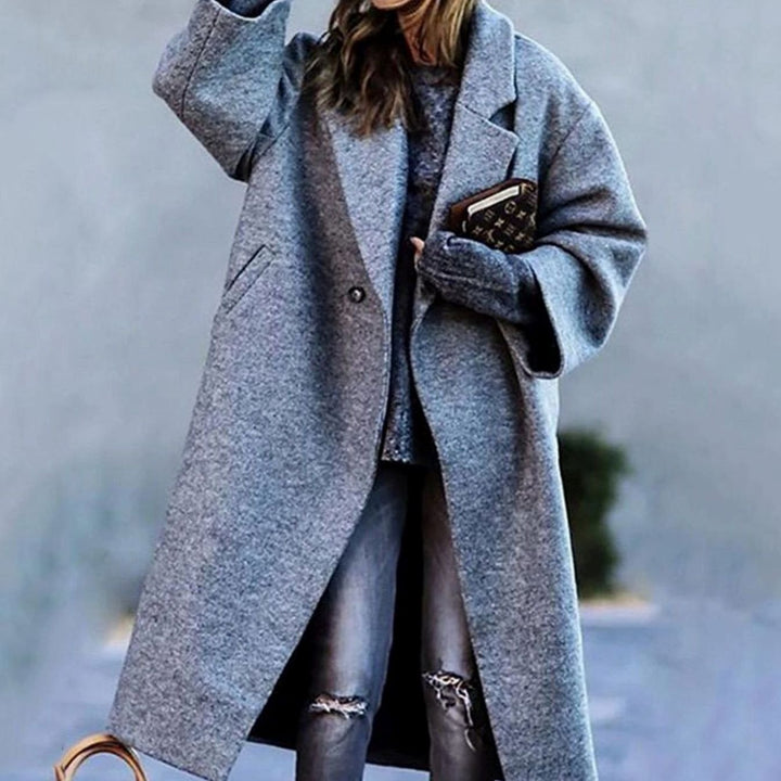 Women's Oversized Wool-Blend Longline Trench Coat - Grey