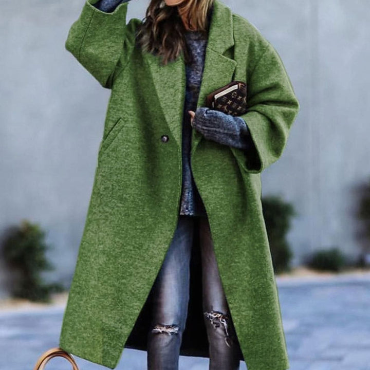 Women's Oversized Wool-Blend Longline Trench Coat - Green
