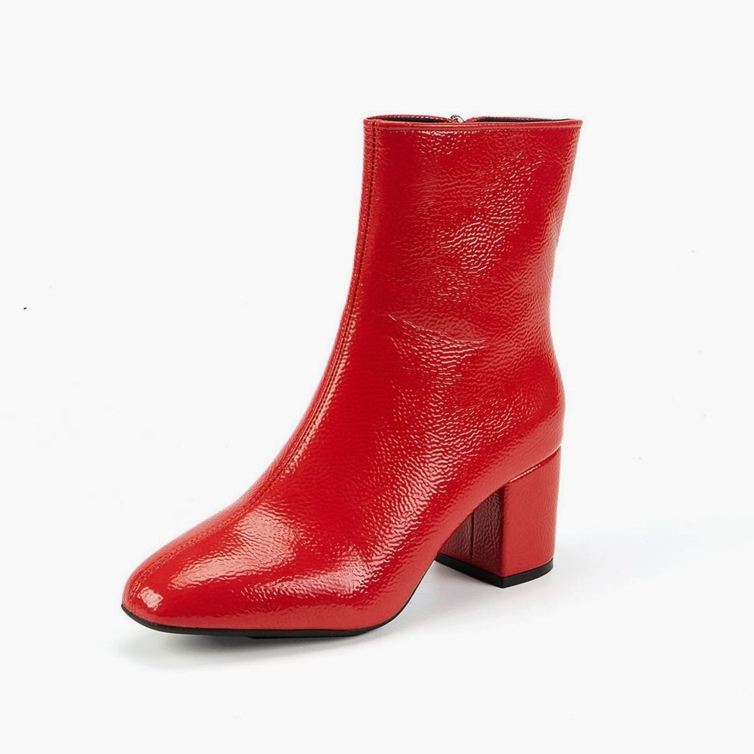 Women's Patent Block-Heel Side-Zip Ankle Boots
