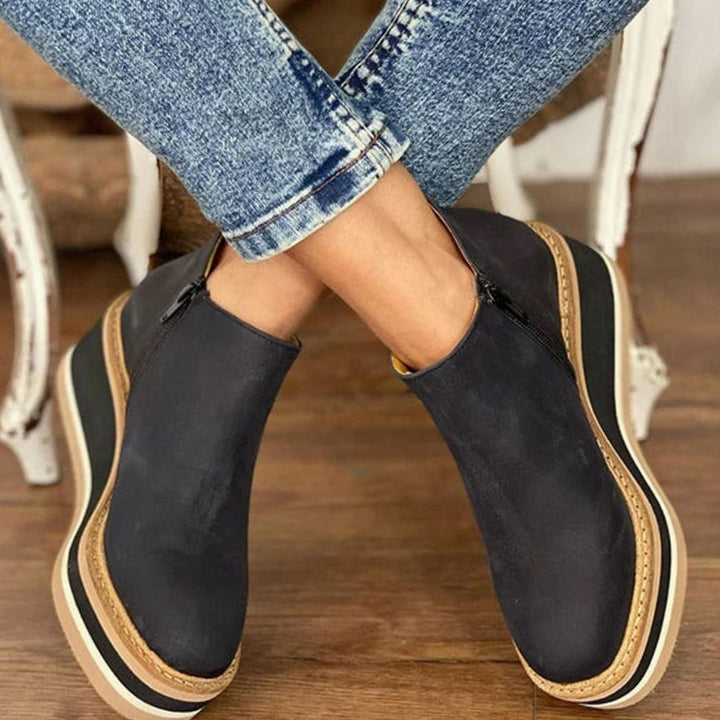 Women's Platform Wedge Zip-Up Ankle Boots