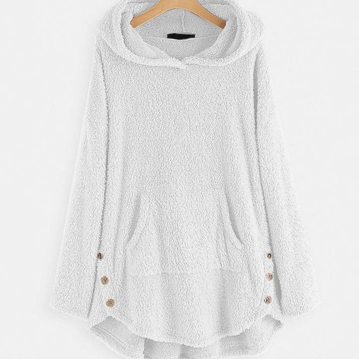 Women's Plush Fleece Full-Zip Hooded Cat Graphic Hoodie - White