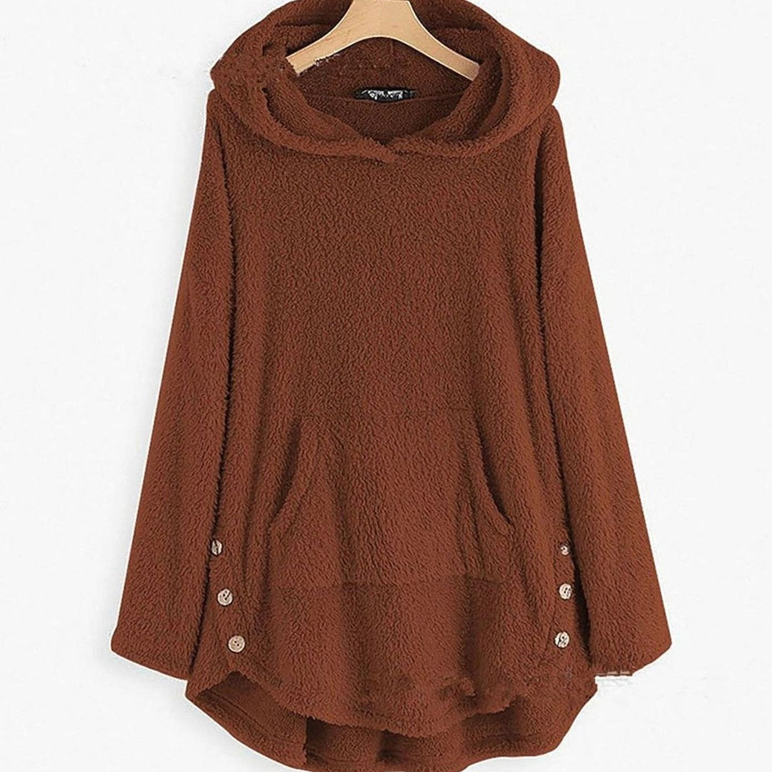 Women's Plush Fleece Full-Zip Hooded Cat Graphic Hoodie - Burgundy