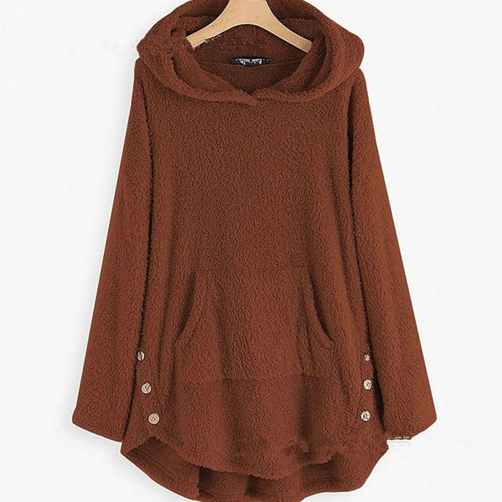 Women's Plush Fleece Full-Zip Hooded Cat Graphic Hoodie - Burgundy