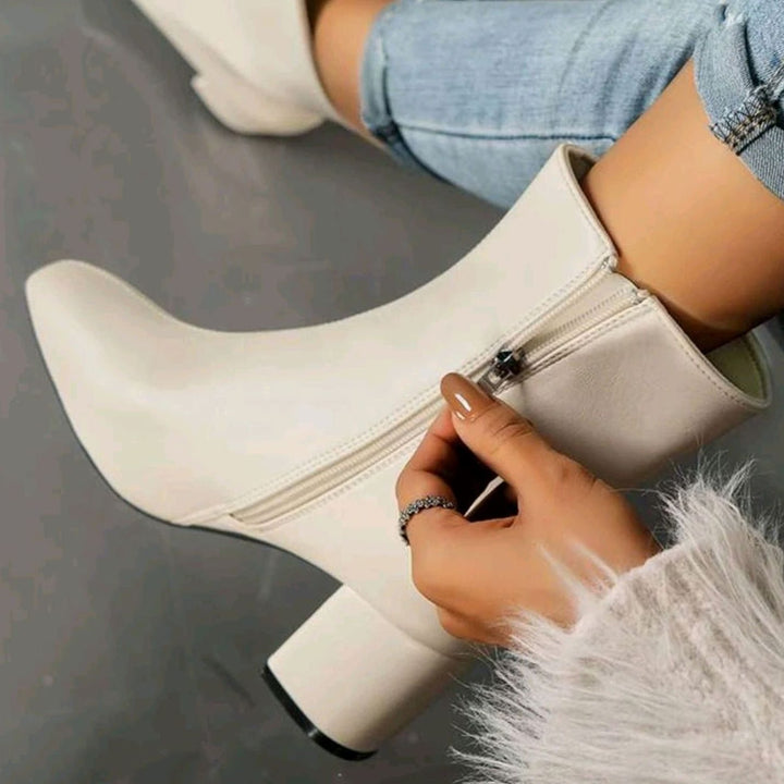 Women's Pointed-Toe Block Heel Side-Zip Ankle Boots