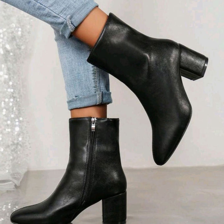 Women's Pointed-Toe Block Heel Side-Zip Ankle Boots
