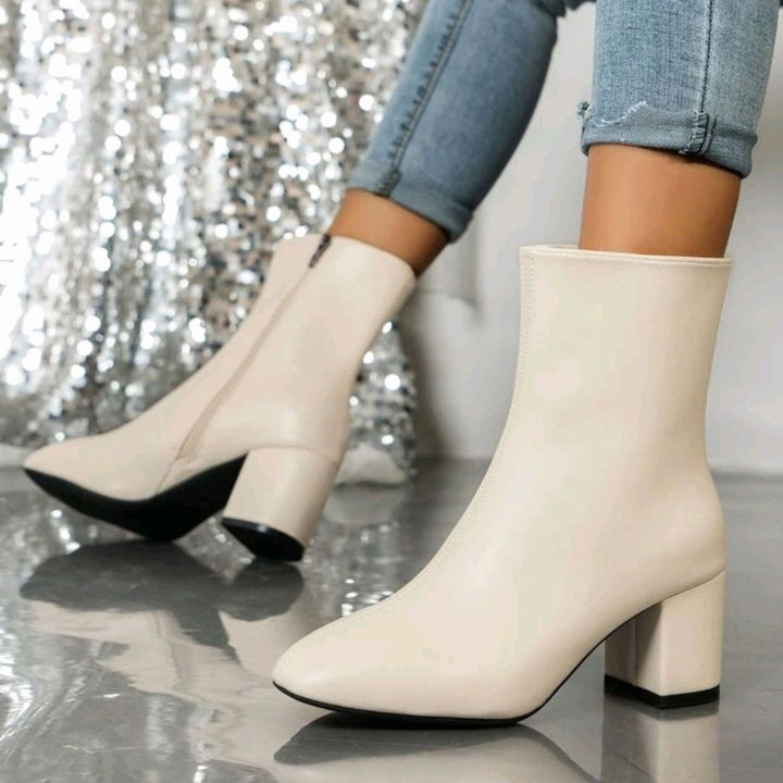 Women's Pointed-Toe Block Heel Side-Zip Ankle Boots