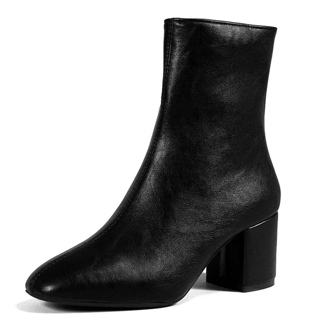 Women's Pointed-Toe Block Heel Side-Zip Ankle Boots