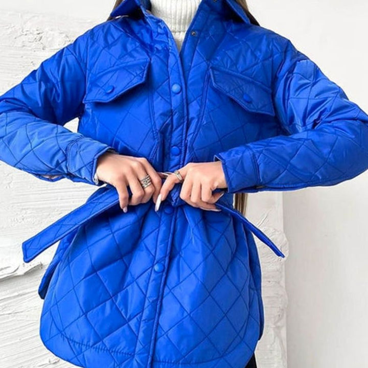 Women's Quilted Belted Padded Jacket Shirt